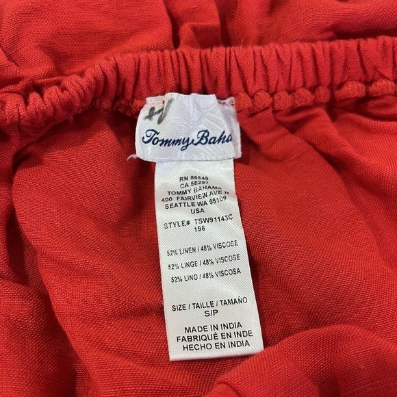 Tommy Bahama Red Linen Blend Ruffle Jumpsuit - Small, Cropped missing  tie belt - Picture 6 of 10